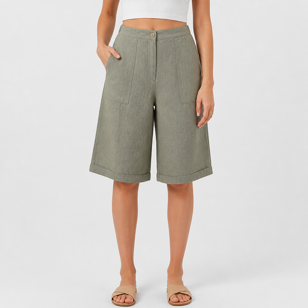 Lightweight Linen High-Waist Wide-Leg Pants