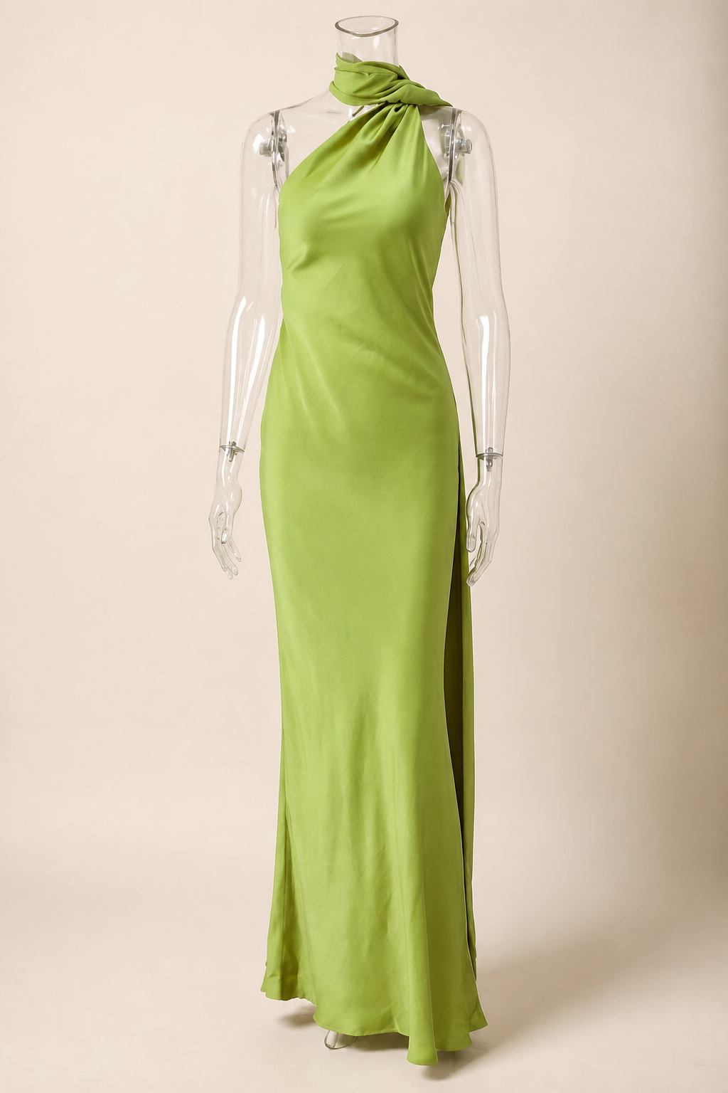 Backless Lace-Up Slim Satin Dress