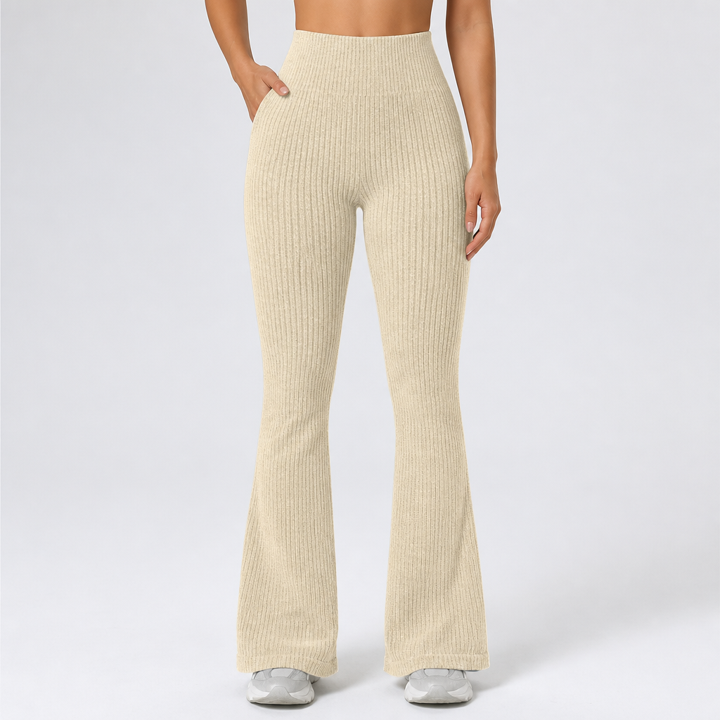 Seamless Nylon High-Waist Bell-Bottom Pants