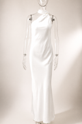Backless Lace-Up Slim Satin Dress