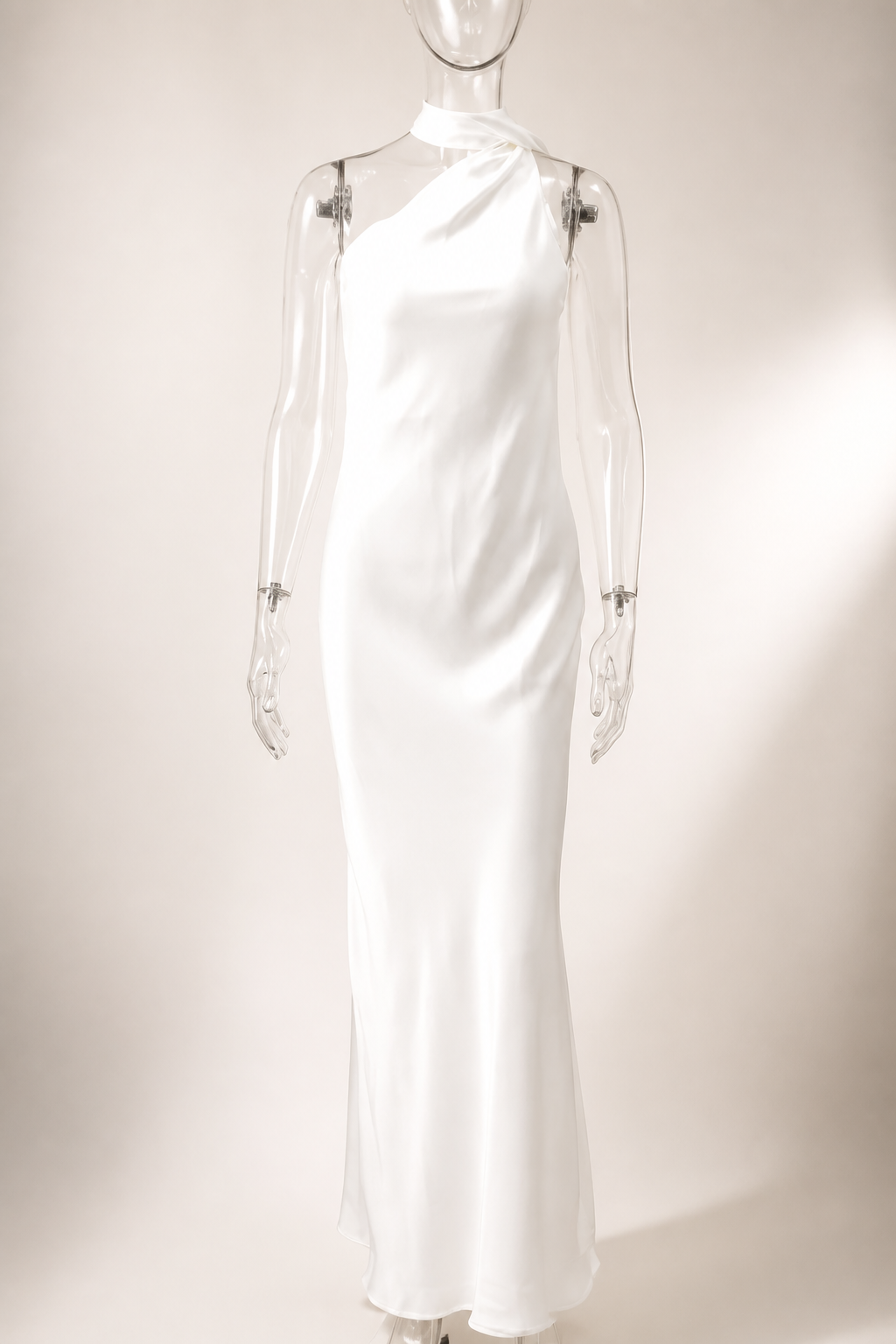 Backless Lace-Up Slim Satin Dress