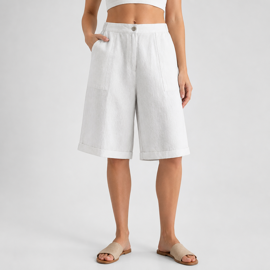 Lightweight Linen High-Waist Wide-Leg Pants