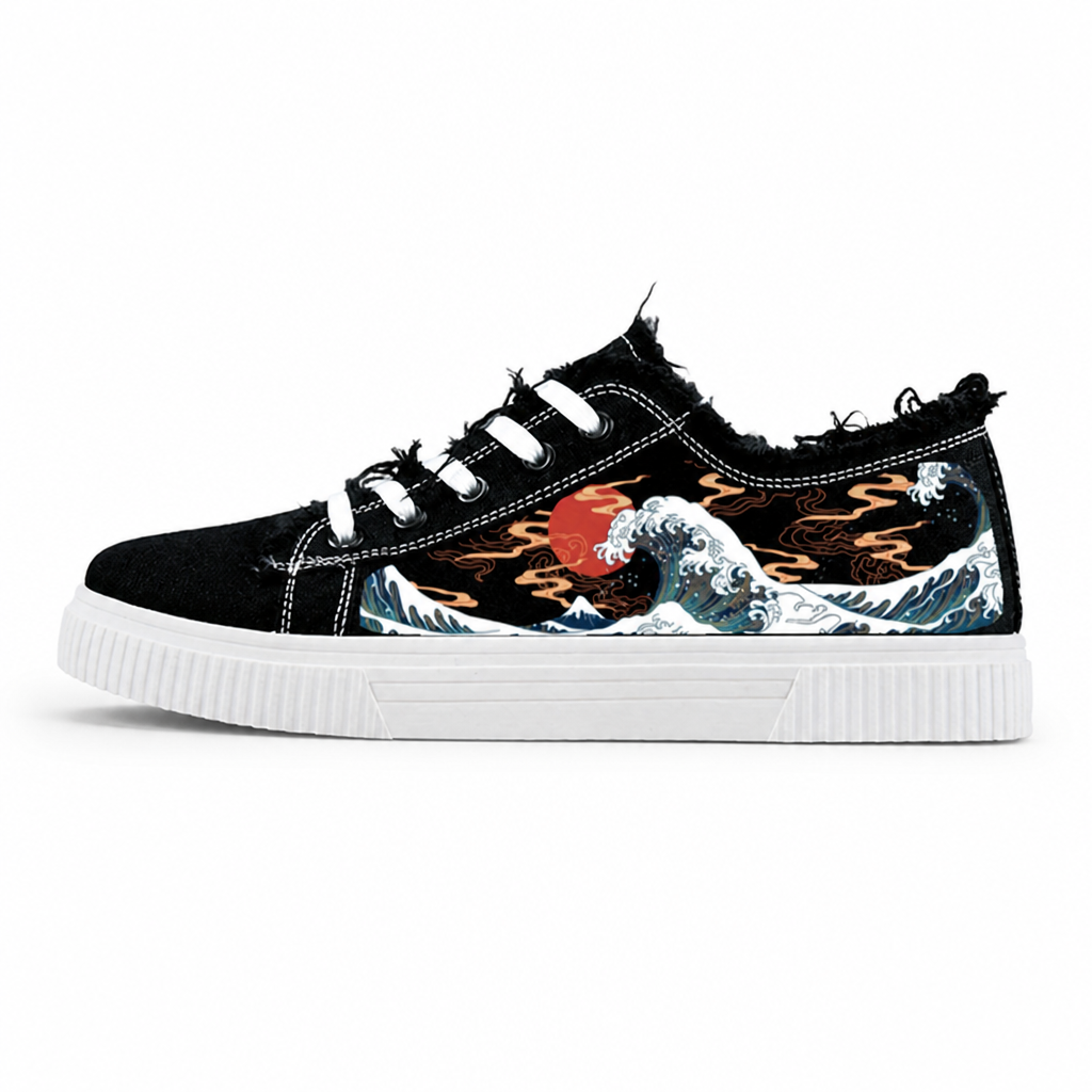 All-Season Lace-Up 2D Print Men's Skate Shoes