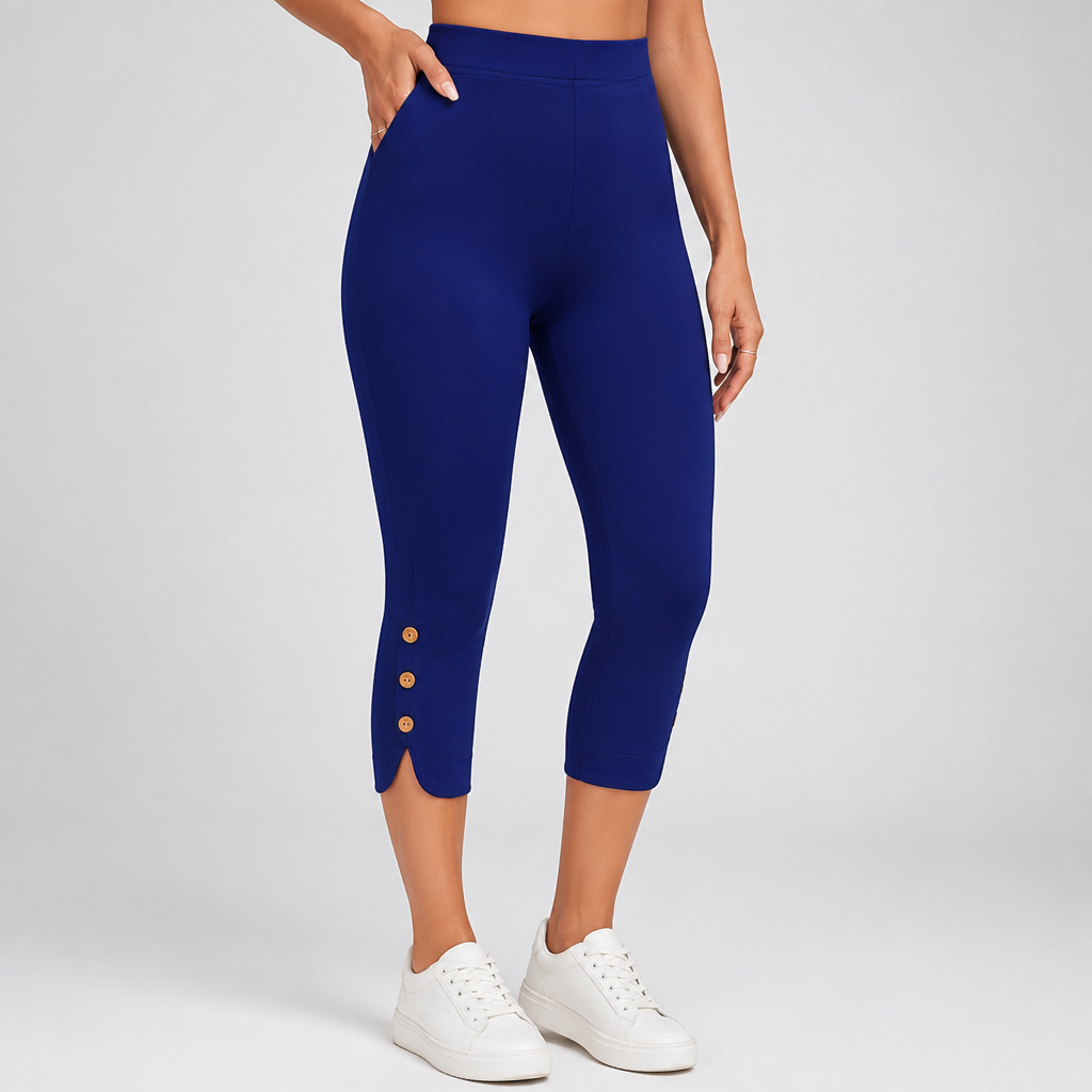 High-Stretch Slim-Fit Solid Color Capri Leggings