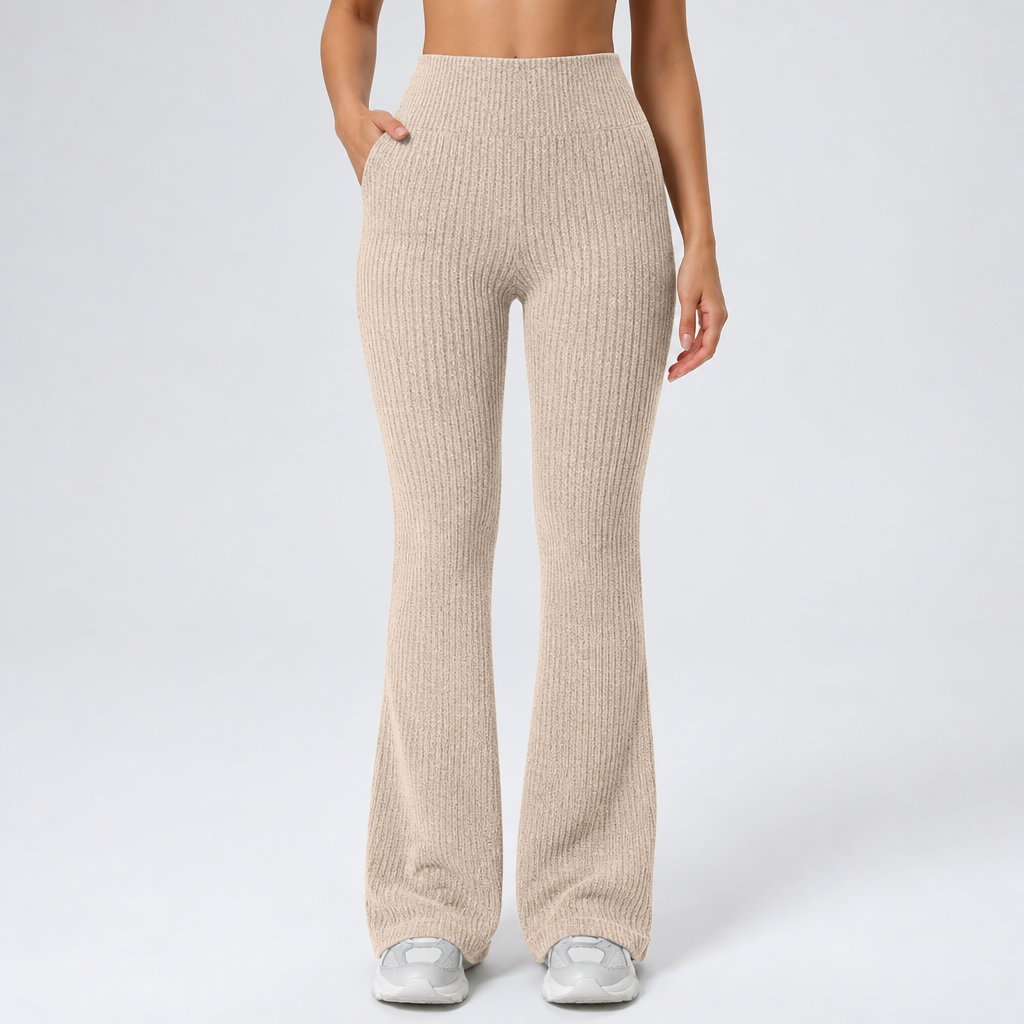 Seamless Nylon High-Waist Bell-Bottom Pants