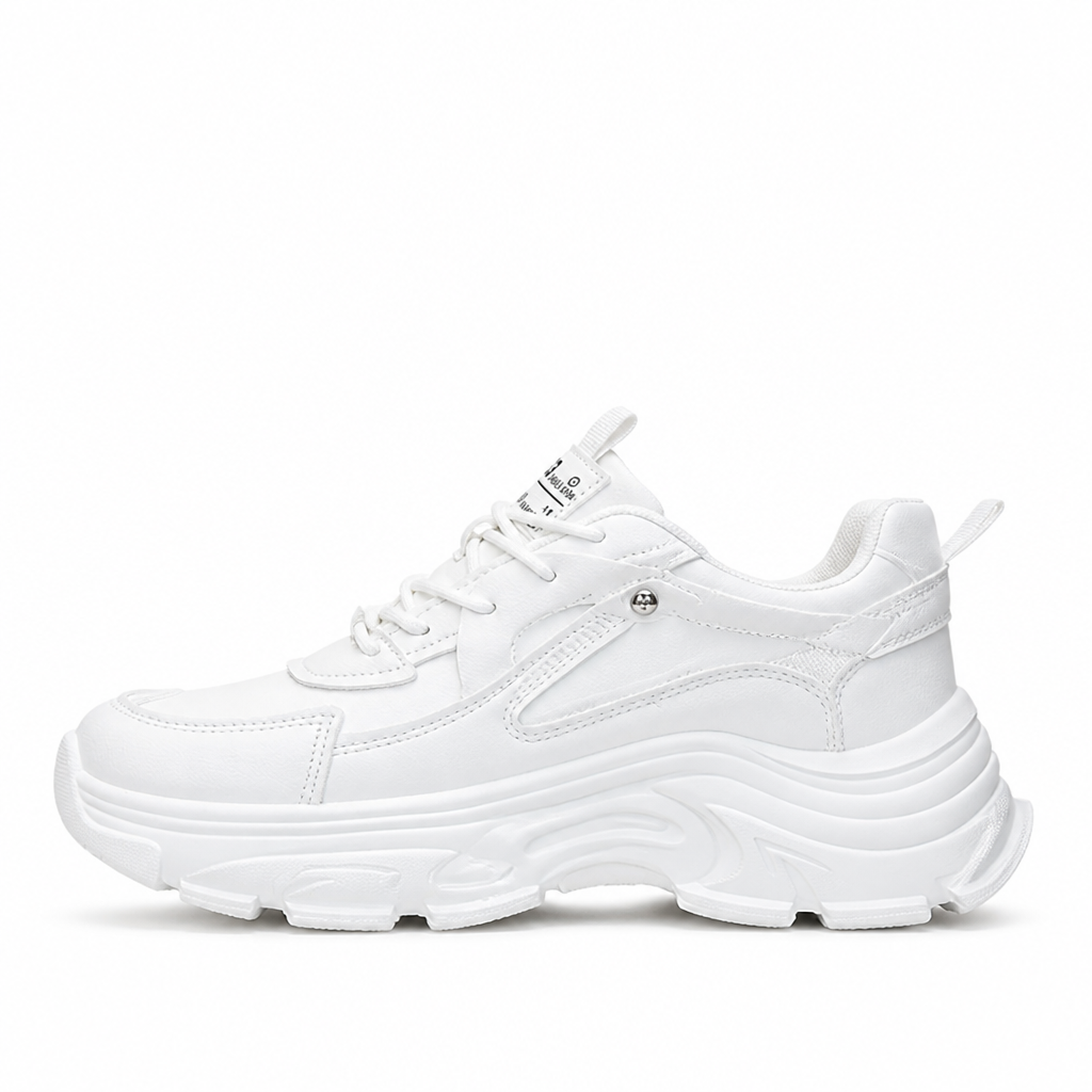 Built-In Height All-White Platform Sneakers