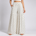 High-Waist Drapey Polka Dot Wide-Leg Pants