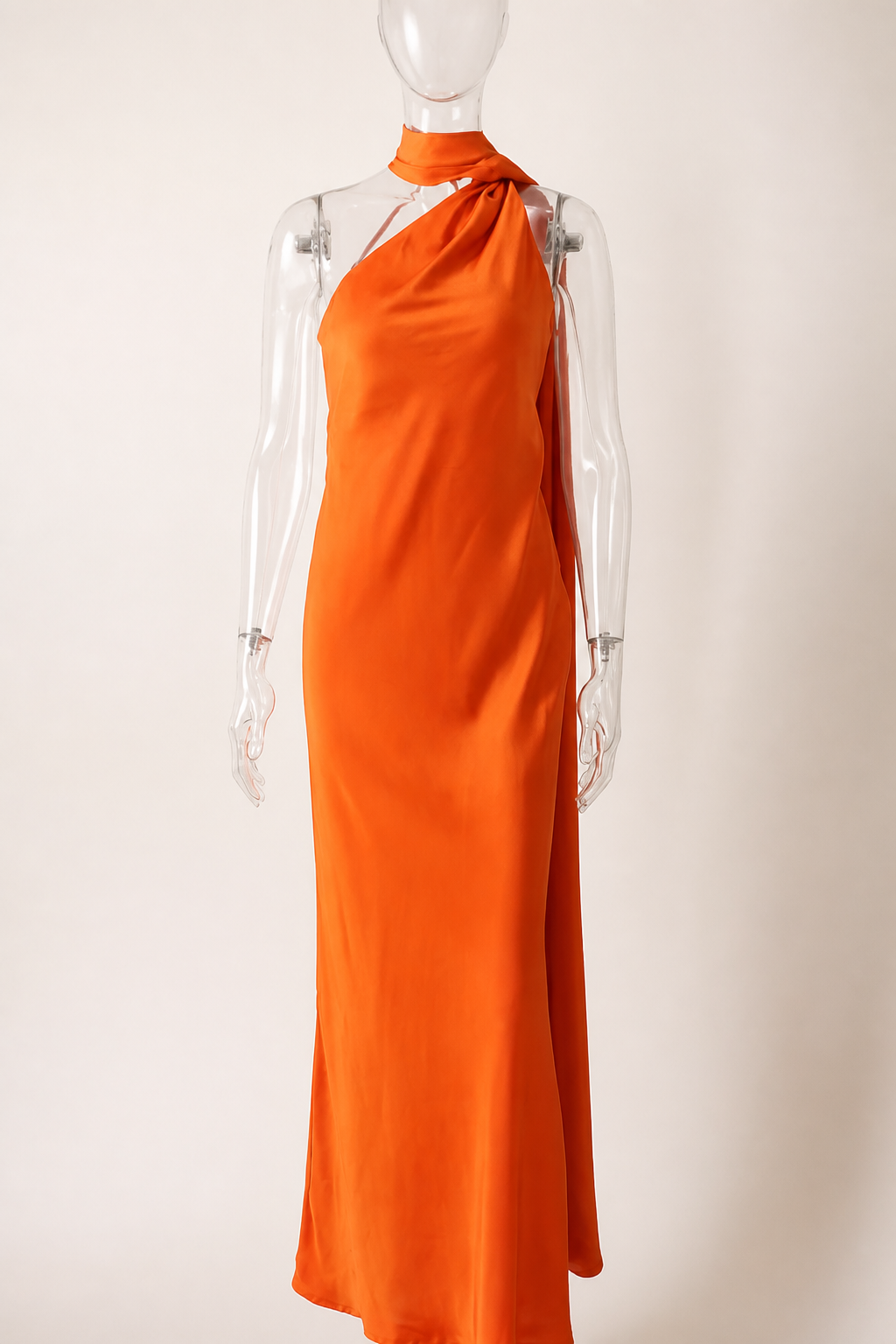 Backless Lace-Up Slim Satin Dress