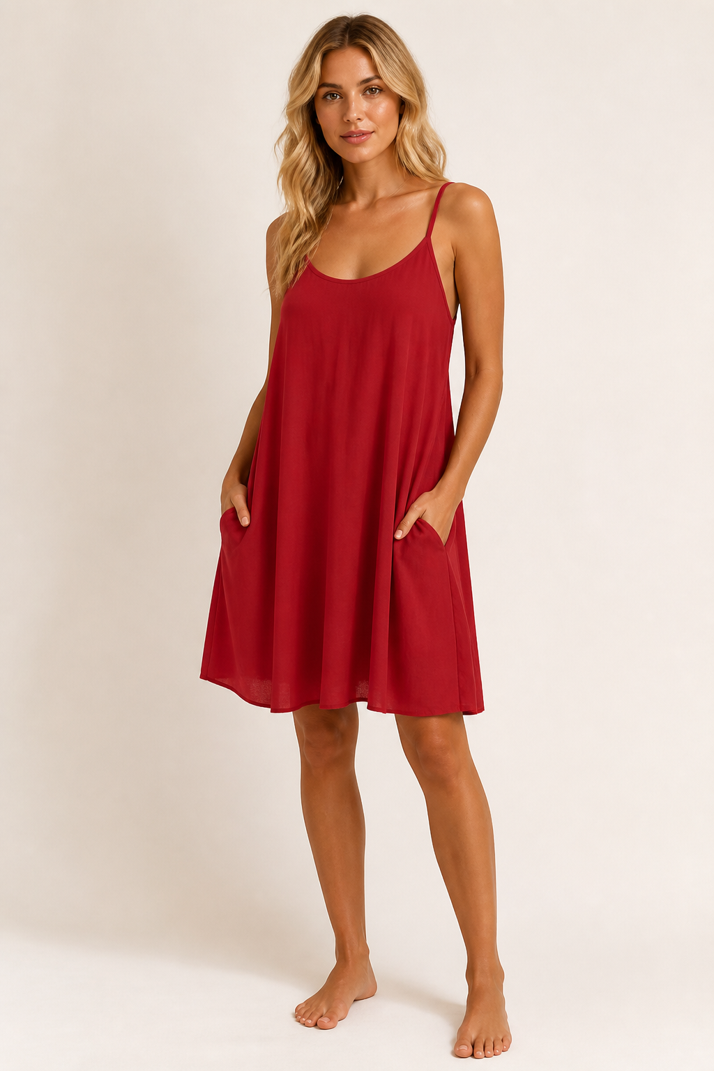 Breathable Backless Spaghetti-Strap Slip Dress