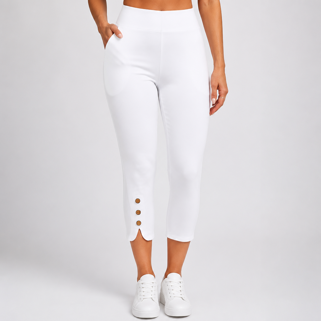 High-Stretch Slim-Fit Solid Color Capri Leggings
