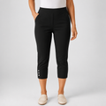 Stretchy Nontransparent Button-Front Capri Pants (Machine Washable)