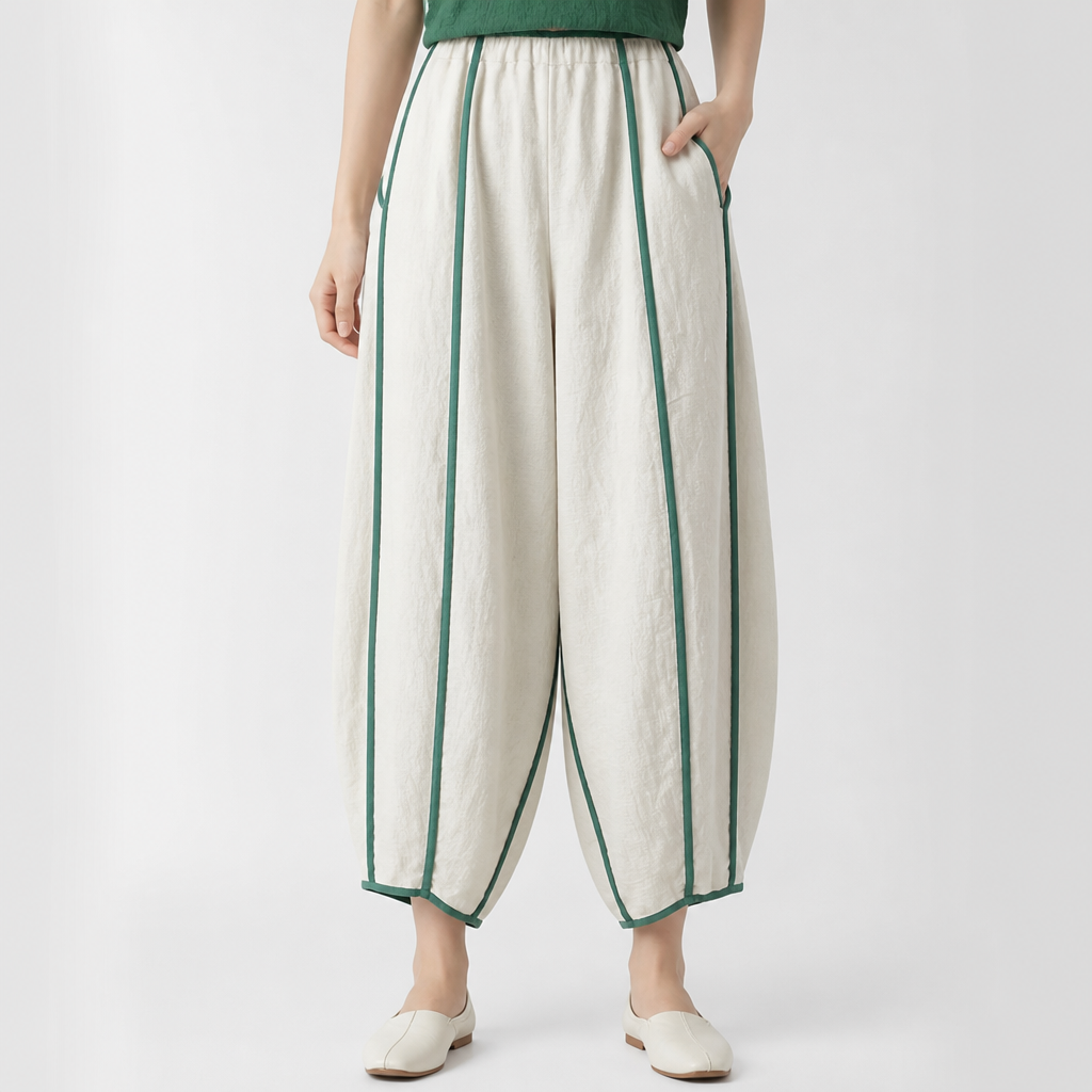 High-Waisted Loose Harem Pants (White)
